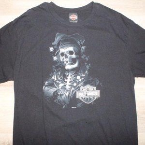 2020 Black Gold Skeleton Jester Harley Davidson T-shirt